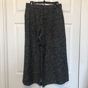 Wide Leg High Waist Tweed Crop Pants